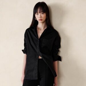 NWT Banana Republic The Oversized Black Tunic Shirt Size XS Petite